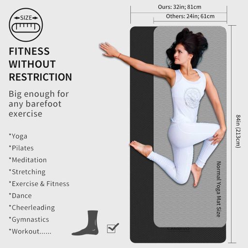 CAMBIVO Extra dlhá podložka na jogu, 213 x 81 x 0,6 cm, čierna TPE protišmyková podložka na cvičenie pre jogu, pilates a gymnastiku