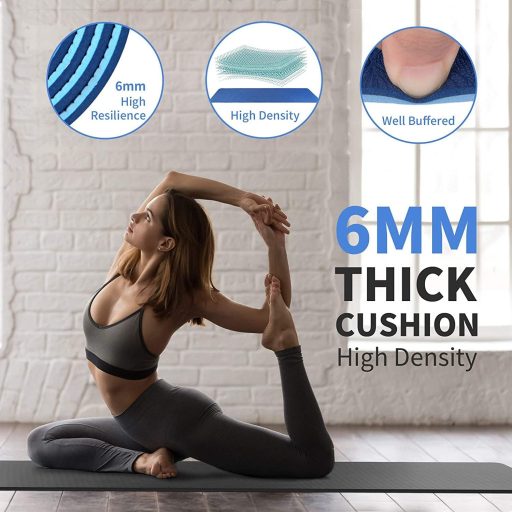 CAMBIVO Extra dlhá podložka na jogu, 213 x 81 x 0,6 cm, čierna TPE protišmyková podložka na cvičenie pre jogu, pilates a gymnastiku