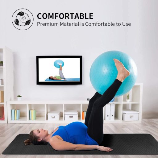 CAMBIVO Extra dlhá podložka na jogu, 213 x 81 x 0,6 cm, čierna TPE protišmyková podložka na cvičenie pre jogu, pilates a gymnastiku