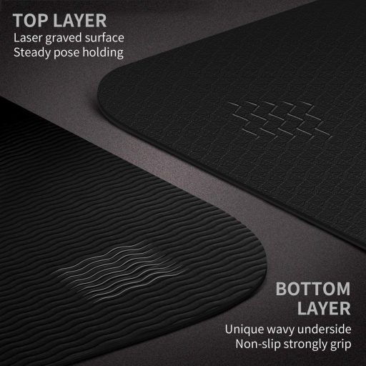 CAMBIVO Extra Hosszú Jógaszőnyeg, 213x81x0,6 cm, Fekete TPE Csúszásmentes Edzőmatrac Jógához, Pilateshez és Tornához