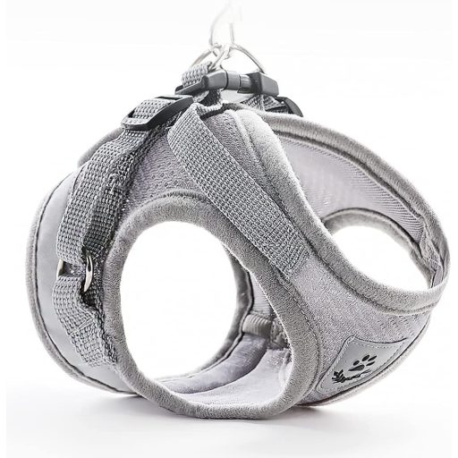 FEimaX Puha Hálós Kutya Hám és Póráz Szett, Reflektív Állítható Légáteresztő Mellkas Hám Szürke