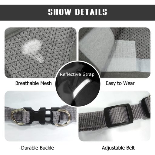 FEimaX Uprtač i povodac za pse od meke mreže, reflektirajući podesivi prozračni prsni uprtač, sivi