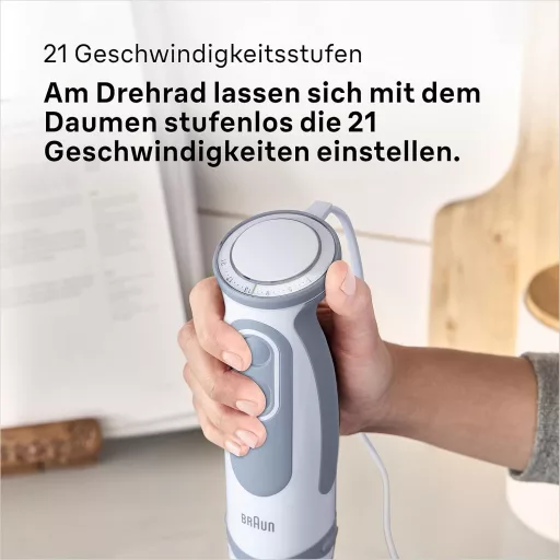 Blender vertical Braun MultiQuick 5 Vario MQ 5200WH cu picior de mixare din oțel inoxidabil, 1000W