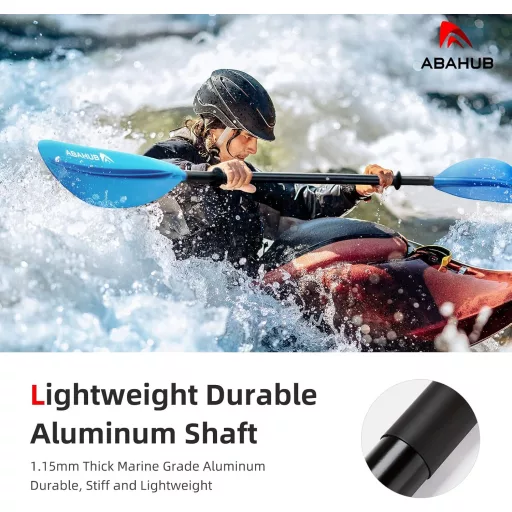 Abahub Kajak Veslo 218/230/241 cm - Aluminijska Drška, Plastična Lopatica, Za Početnike - Za Čamac, Kanu - Plavo