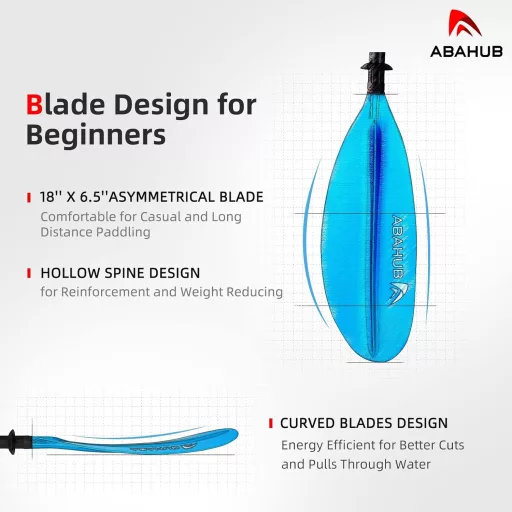 Abahub Kajak Veslo 218/230/241 cm - Aluminijska Drška, Plastična Lopatica, Za Početnike - Za Čamac, Kanu - Plavo