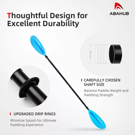 Abahub Kajak Veslo 218/230/241 cm - Aluminijska Drška, Plastična Lopatica, Za Početnike - Za Čamac, Kanu - Plavo