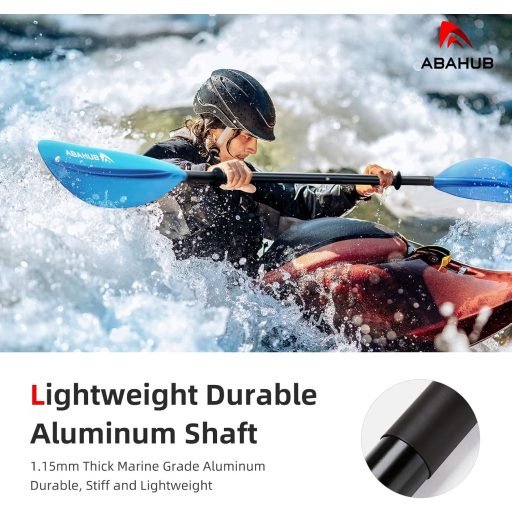 Abahub Kajak Evező 218/230/241 cm - Alumínium Nyéllel, Műanyag Lapáttal, Kezdőknek - Csónakhoz, Kenuhoz is - Kék