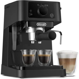   De'Longhi Stilosa EC 235.BK Traditional Espresso Portafilter Machine, Espresso Machine with Manual Milk Frother, for Espresso Powder, 1 Litre Water Tank, Black, 1100 W