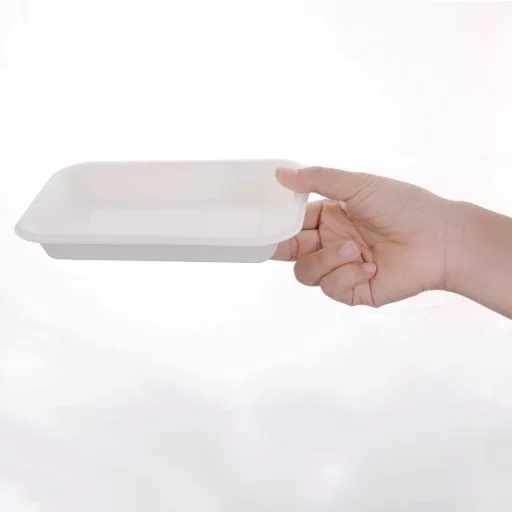 Fiesta Green Komposztálható Étel Tálka 340ml Fehér Bagasse Mikrohullámú Sütő Biztonságos 50 darabos Csomag Környezetbarát