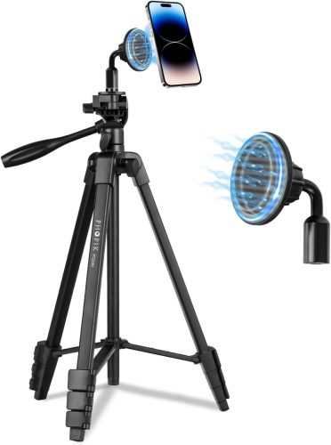 GEEKOTO 137cm kihúzható állvány okostelefonhoz, 360°-os panoráma fejjel, DSLR/GoPro kompatibilis