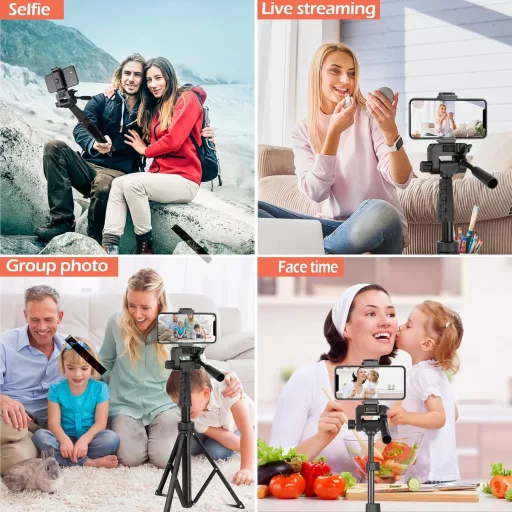 Aureday 62" telefon tripod távirányítóval és univerzális fejjel