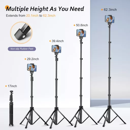 Aureday 62" telefon tripod távirányítóval és univerzális fejjel