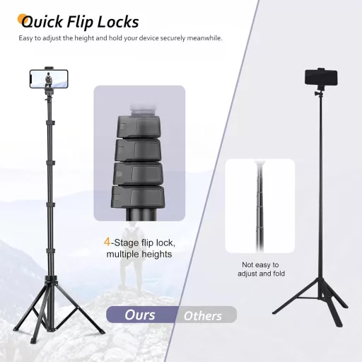 Aureday 62" telefon tripod távirányítóval és univerzális fejjel
