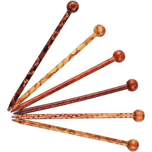 POFET Agrafă de păr din lemn, 12 bucăți, model floral, ace de păr sculptate din lemn pentru femei