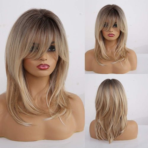Haircube Perucă Lungă Blondă Ondulată - Păr Sintetic Lungime Umeri, pentru Femei