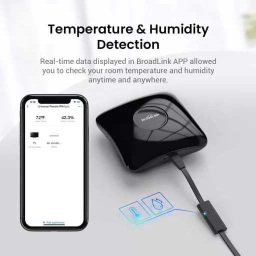 Broadlink RM4 Pro S Univerzális RF IR Távirányító Hub Hőmérséklet és Páratartalom Érzékelővel - Alexa, Google Home, IFTTT Kompatibilis Okoso