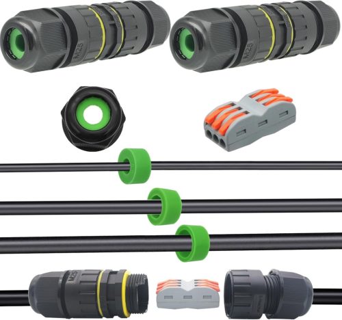 CTRICALVER IP68 Vízálló Kötődoboz Kültéri Kábelcsatlakozó - Fekete Kábelvédő Burkolat 5-14mm Kábelekhez (2 db Csomag)