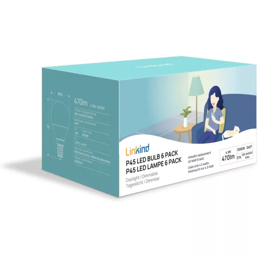 Linkind P45 LED Lámpa - Kompakt Beltéri Világítás, Energiatakarékos Izzó, 140g Könnyű Kivitel, Hosszú Élettartamú Fényforrás