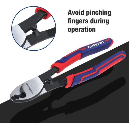 WORKPRO 210 mm-es Kábelvágó Alumínium és Réz Kábelekhez - Króm-Vanádium Acél, Puha Markolattal, Egykezes Használatra, 330g