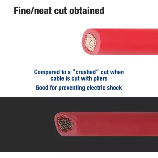 Clește de tăiat cabluri WORKPRO, 210 mm, pentru cabluri de aluminiu și cupru - Oțel crom-vanadiu, mâner moale, utilizare cu o singură mână, 330g