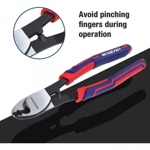 WORKPRO 210 mm-es Kábelvágó Alumínium és Réz Kábelekhez - Króm-Vanádium Acél, Puha Markolattal, Egykezes Használatra, 330g