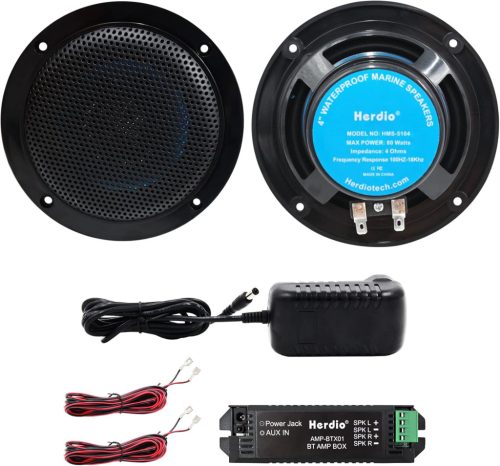 Herdio Difuzoare de tavan de 4 inch, rezistente la apă - Sistem audio încorporabil compatibil Bluetooth pentru baie, bucătărie, exterior, 160W