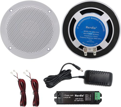 Boxe de tavan Herdio, 4 inch, rezistente la apă, compatibile Bluetooth, design încastrat, pentru utilizare în interior și exterior, terase acoperite