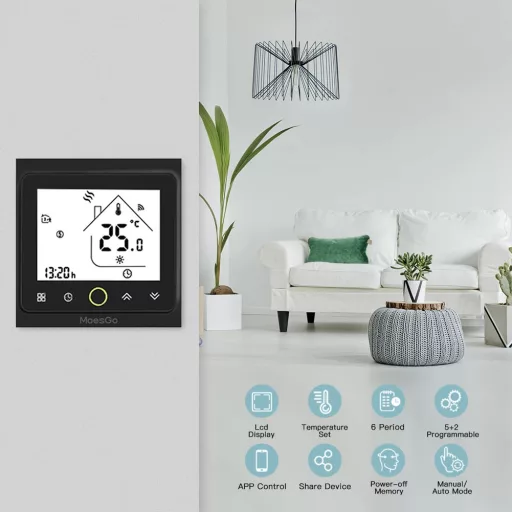 MoesGo WiFi okos termosztát gázkazánhoz 5A Alexa Google Home kompatibilis