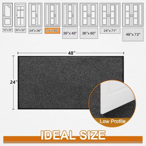 Mibao Covoraș de intrare interior/exterior 60x120cm Negru-Gri cu inserție de cauciuc Lavabil