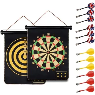   Magnetický terč na šípky HelaCueil 38 cm, obojstranný, pre deti aj dospelých, s 12 šípkami