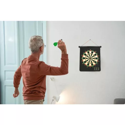 HelaCueil Mágneses Dartboard 38cm Kétoldalas Gyerekeknek és Felnőtteknek 12 Nyíllal