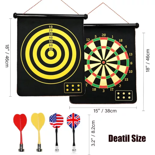 Magnetický terč na šípky HelaCueil 38 cm, obojstranný, pre deti aj dospelých, s 12 šípkami