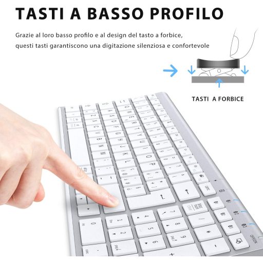 Tastatură Bluetooth iClever cu Bloc Numeric, Tastatură Wireless Ergonomică