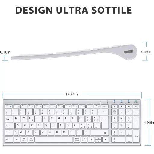 iClever Bluetooth Billentyűzet Numerikus Blokkkal, Ergonomikus Vezeték Nélküli Billentyűzet