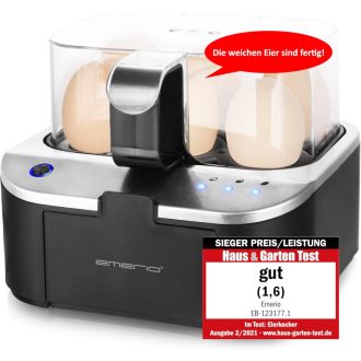   EMERIO Tojásfőző beszéd funkcióval, puha-közepes-kemény főzés egy folyamatban, német hangkimenet, BPA-mentes