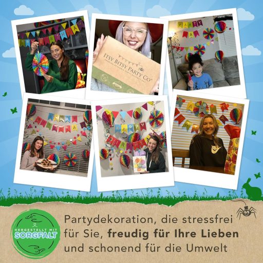 Set Decorativ Curcubeu pentru Petrecere de Ziua de Naștere Itsy Bitsy Party Co - Ghirlandă de Hârtie Reutilizabilă, Globuri Tip Fagure, 18 Piese Decorațiuni de Petrecere