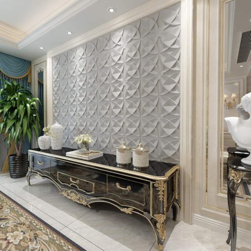 Art3d Fehér Virágmintás Mennyezeti Burkolólap 61x61 cm - PVC Dekorációs Panel Mennyezetre, Könnyű Felszerelés, 12 db Csomag