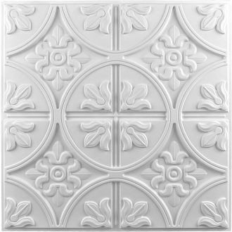   Art3d 3D Mennyezeti Panel Csomag - 12 db Klasszikus Fehér Fali Burkolat, 24" x 24", 4.5m² Öntapadós PVC Dekoráció