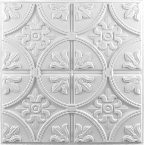 Art3d 3D Mennyezeti Panel Csomag - 12 db Klasszikus Fehér Fali Burkolat, 24" x 24", 4.5m² Öntapadós PVC Dekoráció