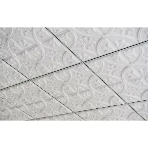 Art3d 3D stropni paneli - Paket od 12 klasičnih bijelih zidnih obloga, 60 x 60 cm, 4.5m² Samoljepljiva PVC dekoracija