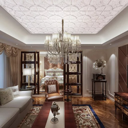 Art3d 3D stropni paneli - Paket od 12 klasičnih bijelih zidnih obloga, 60 x 60 cm, 4.5m² Samoljepljiva PVC dekoracija