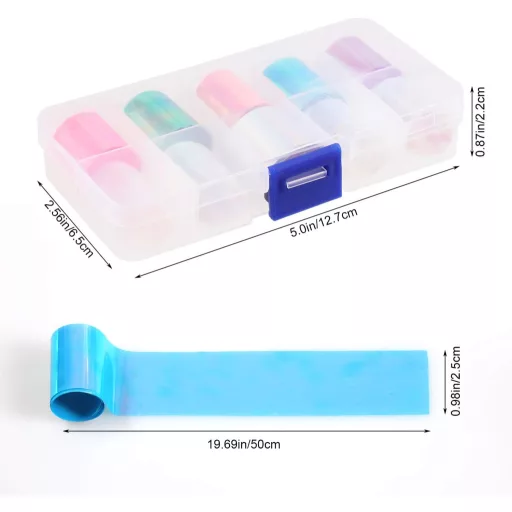 MWOOT 20 Role Folie Oglindă Efect Sticlă Spartă pentru Unghii - Set Autocolante Holografice Sclipitoare pentru Unghii, Manichiură Artificială (2,5 cm x 50 cm)