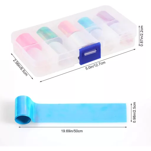 MWOOT 20 Tekercs Törött Üveg Hatású Tükörfólia Körömdíszítéshez - Holografikus Csillogó Körömmatrica Szett Műkörömhöz (2,5 cm x 50 cm)