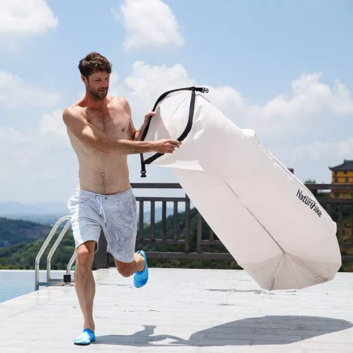 Șezlong gonflabil Naturehike impermeabil, gri - Pat portabil de plajă și camping