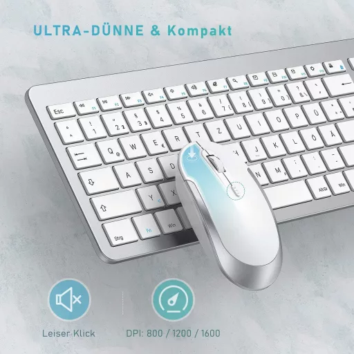 Seenda Bežična Tipkovnica i Miš Set, Ultratanka, Tiha, Ergonomična