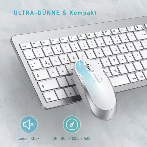 Bezdrôtová súprava klávesnice a myši Seenda, ultratenká, tichá, ergonomická