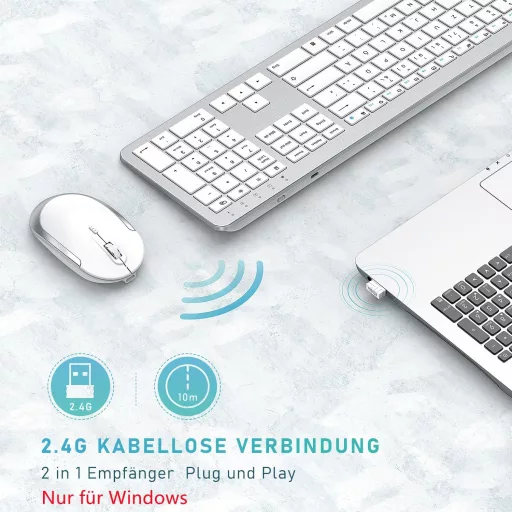 Seenda Bežična Tipkovnica i Miš Set, Ultratanka, Tiha, Ergonomična