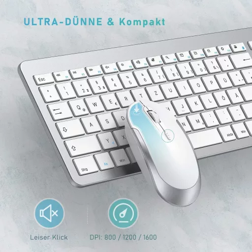 Seenda Vezeték nélküli Billentyűzet és Egér Szett, Ultravékony, Csendes, Ergonomikus