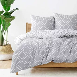   Bedsure 3-dijelni set posteljine od mikrovlakana 200x220 cm sivi karirani