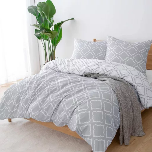 Bedsure 3 részes mikroszálas ágynemű szett 200x220 cm szürke kockás